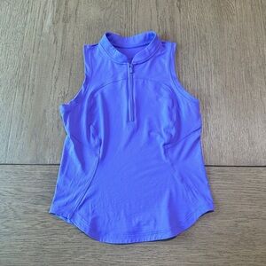 Lululemon 1/4 Zip Mock Neck Sleeveless Tank Top Size 6 Violet